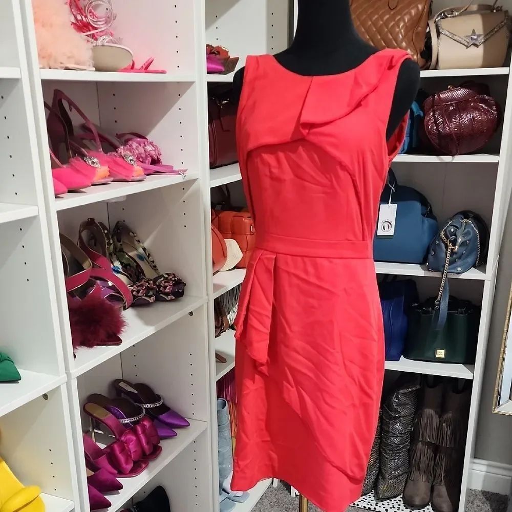 BCBGMaxAzria Asymmetrical Coral Dress